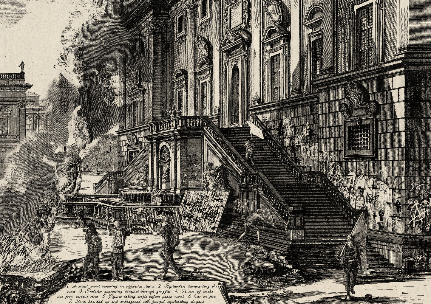 Square with Falling Statues