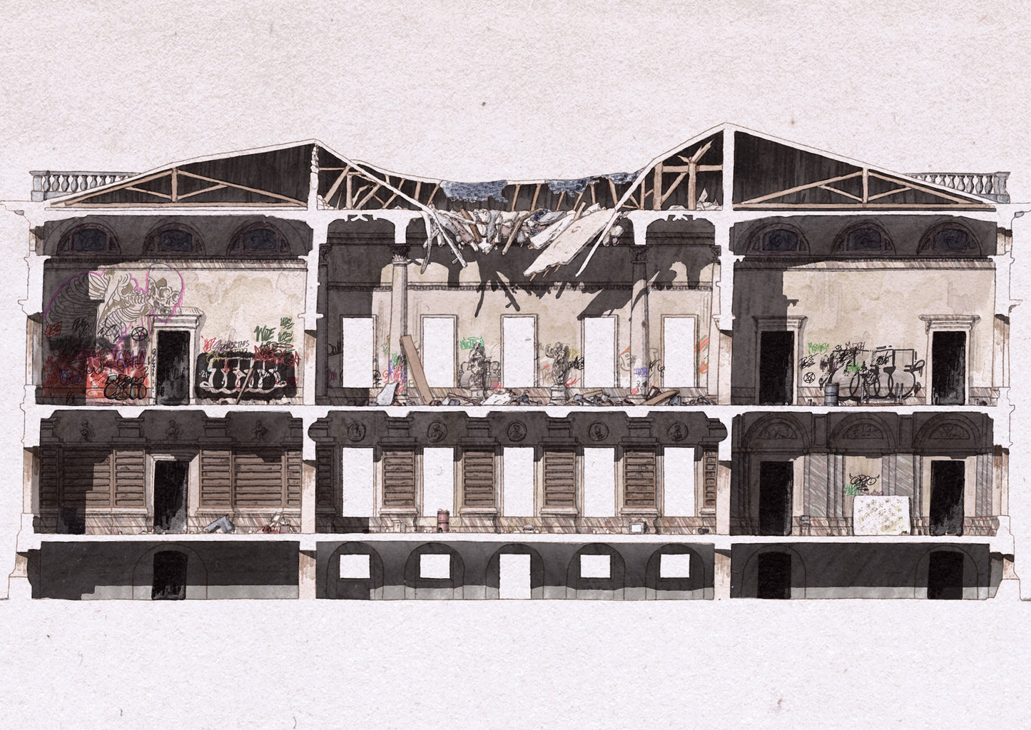 Design for a Derelict House in the Palladian Style
